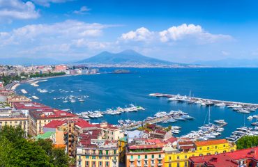 Panorama of Naples, view of the port in the Gulf of Naples and M