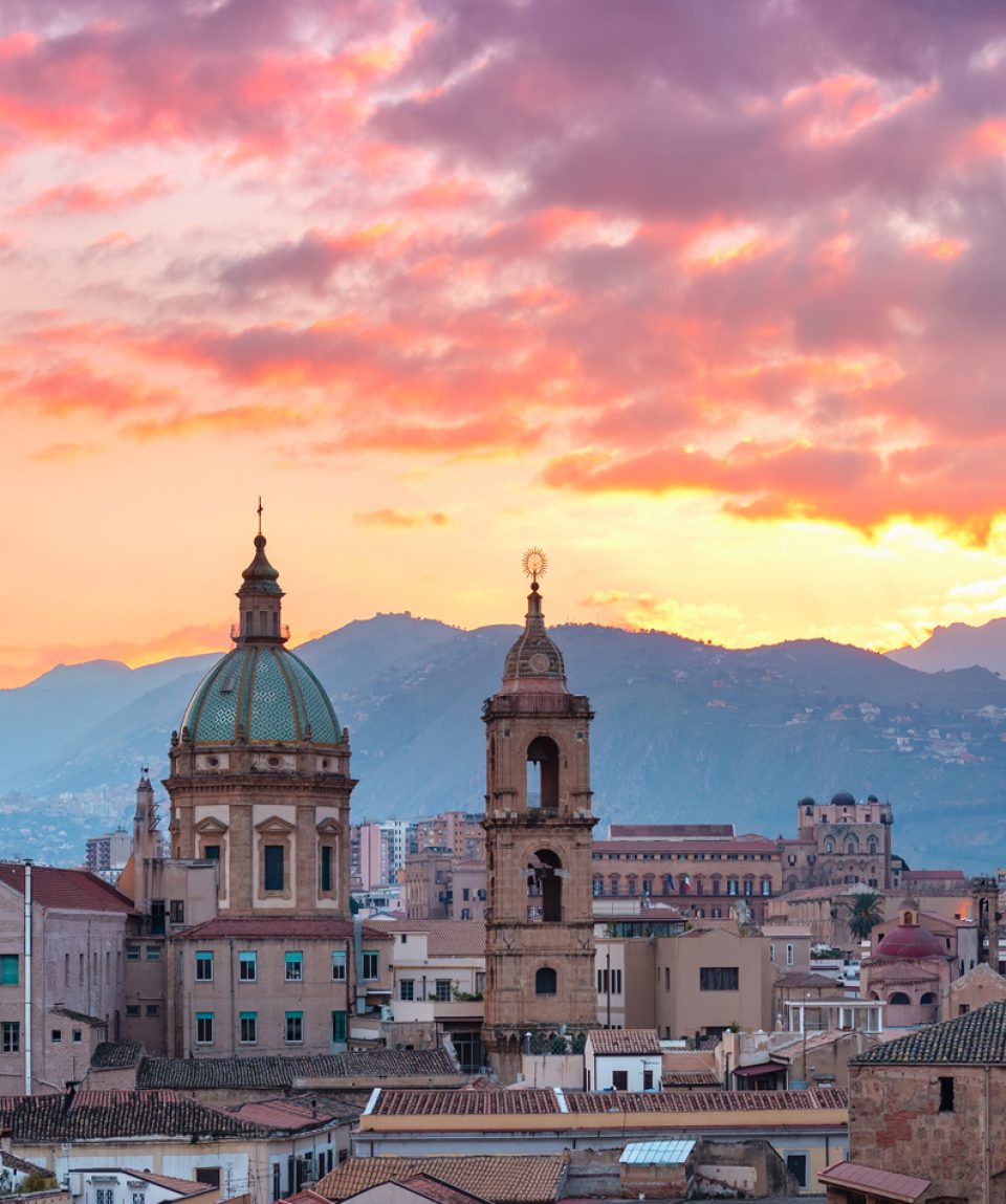 Palermo at sunset, Sicily, Italy