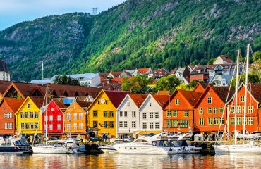 Bergen, Norway. View of historical buildings in Bryggen- Hanseat