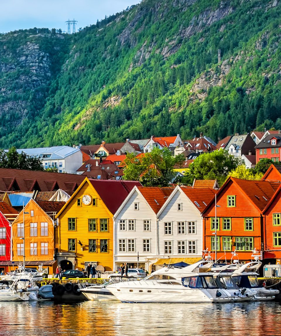 Bergen, Norway. View of historical buildings in Bryggen- Hanseat