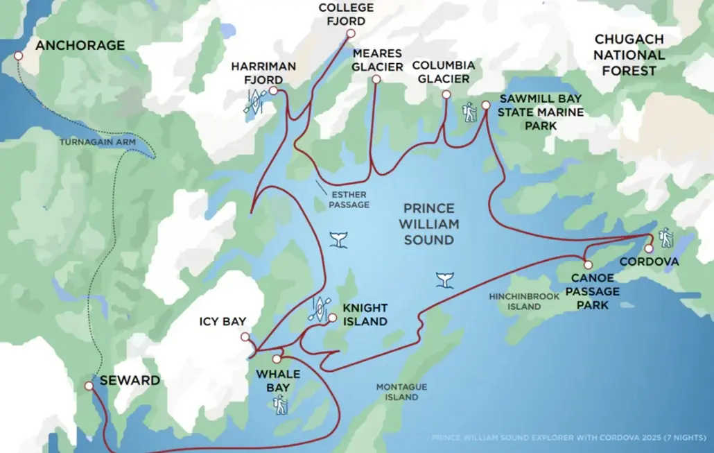 Prince William Sound Cruise Map