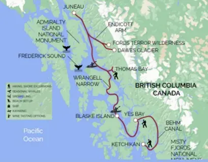 Prince William Sound Cruise Map