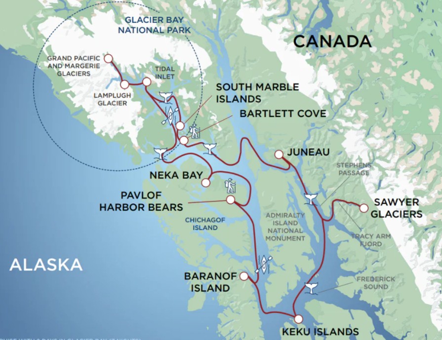 Prince William Sound Cruise Map